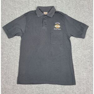 Vtg 80's Harley Davidson Lee Wood Men's Size M Black Polo Shirt Dallas Texas